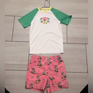 Janie and Jack Mickey Mouse Rashguard and Swim Trunks!  Boys Size 8 💙